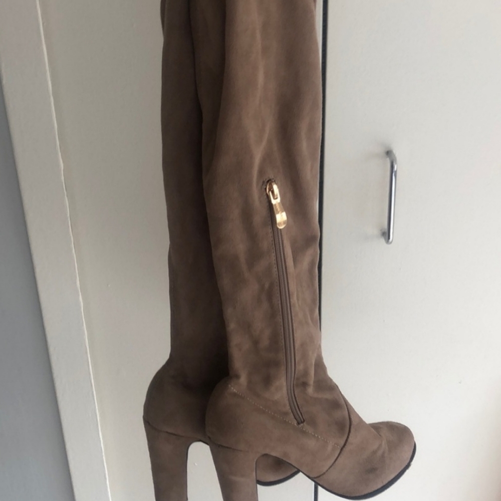 Over the knee tan/taupe boots
